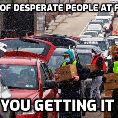 Long Breadlines Form Outside of Food Banks as America Struggles to Cope With COVID-19 Fallout
