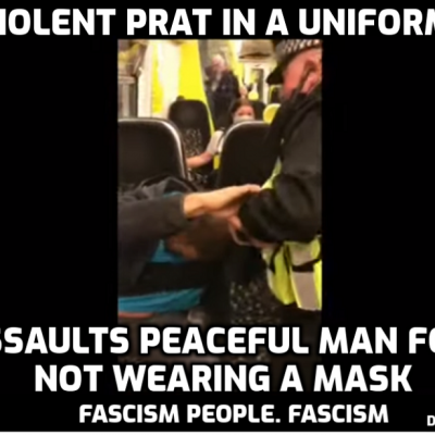 Wear a mask or I will assault you!! (British fascistic transport police and note the plain clothes 'passenger' who comes in). You think what is happening in Australia is extreme? It's coming here if we don't stand up NOW - here's an example