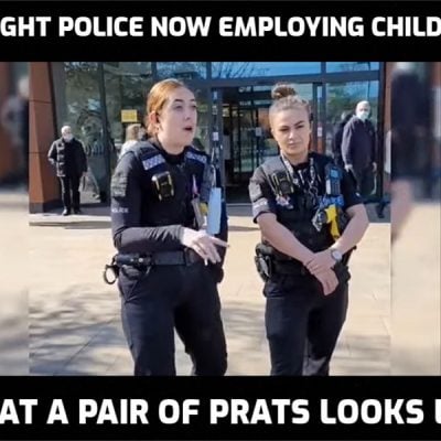 Arrested for questioning 'the current thing' (and using children in uniform to do it)