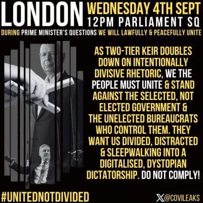 United not divided rally this Wednesday, 4th September, 12pm, Parliament Square, London